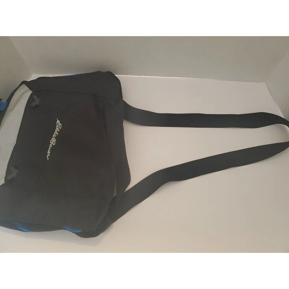 Eddie Bauer Travel Gear Messenger Bag Blue & Black Men's Accessories